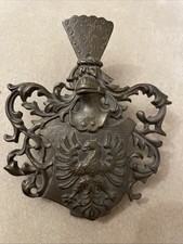 Alter Bronze Wand Metall Zettelhalter Ritter Wappen 10x8cm 1WK Deutsches Reich