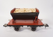 Vintage Blech Modell Eisenbahn Spur 1 Kipplore Güterwagen mit Ladung Bing