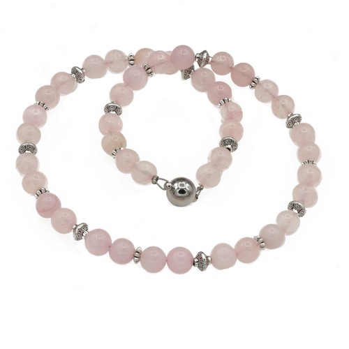 Rosenquarz kette metall - rosenquarz,