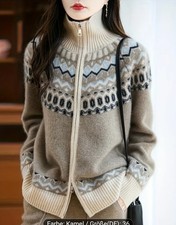 Damen 100% Wolle Vintage Winterjacke