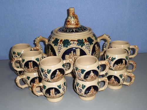Vintage steingut bowle punsch - vintage,