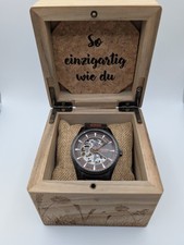 TenoumerKoa & Dunkelgrau Holzkern Herren Automatik Uhr