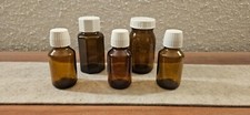5 Weithalsflaschen Braunglas mit Schraubdeckel klein Apothekerglas