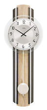 AMS 7474 Wanduhr mit Pendel Pendeluhr Quarz Holzgehäuse Anthrazit/Sonoma Chrom