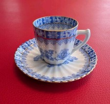 1922-1935 Tuppack Tiefenfurt China Blau Mokka Tasse Sammeltasse Relief Gold Alte