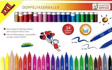 24 Doppelfaser-Maler brillante Farben - United Office - Neu & OVP