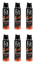 Fa Men Dark Passion Deodorant & Bodyspray Deo Spray , 6x150ml EAN4015100428988