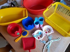 Puppen ZUBEHÖR alt,  Wanne Töpfchen Flaschen Wärmer Teller