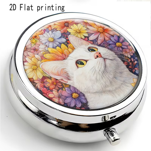 Weiße katze pillendose - weiße,