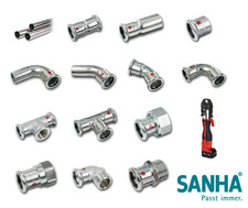 Pressfitting C-Stahl SANHA Serie 24000 15–35mm Heizung Sanitär Installation