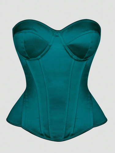 Dunkelgrünes satin bandeau - dunkelgrünes,