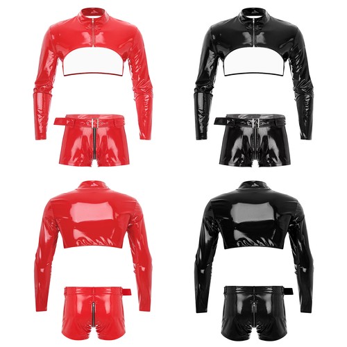 Herren leder wetlook shirt - leder,