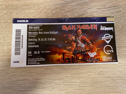 Iron maiden konzertkarte - iron,