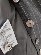 NEU?ESCADA? Damen ANZUG WESTE kurz SPITZE  36/38 grau weiß €699 NADELSTREIFEN