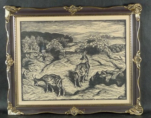 Original holzschnitt - holzschnitt, "