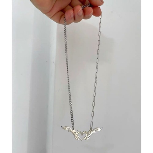 Heart flame necklace punk - heart,