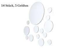 Wandspiegel Spiegelaufkleber Rund 14 Stück, 5 Größen Wandtattoo, Deko Spiegel