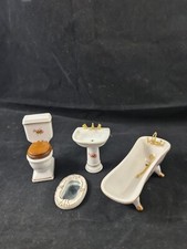 Bad WC Wanne Set Porzellan Waschbecken Spiegel Puppenhaus Puppenstube alt