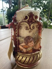 Alte Wachskunst, Wachskerze mit 3 Engeln, neu, weihnachtlich und sehr dekorativ 