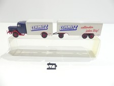 Brekina 1/87 Büssing 8000 Kofferhängerzug Schmitz Anhänger in VP A5746