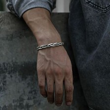 Armspange Herren Unisex Sterling Silber 925 Armband Armreif Dehnbar Flexibel