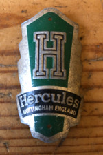 Vintage Hercules Cycles Headbadge, top