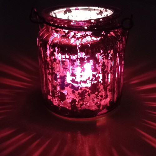 Lampe glas rot teelicht bügel - glas,