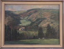 Ölbild Ernst Miesler 1879-1948  Lippstadt Landschaft Deutscher Maler 71 x 91 cm