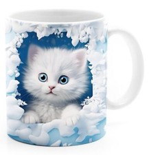 Tasse Weihnachten 3D Illusion Katze Schneemann Wintertasse XMAS