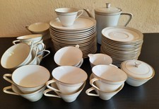 Kaffee Service 18 Personen Königlich Preußisch Tettau Porzellan  weiß grau Gold