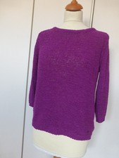 Tom Tailor Pullover S  38 Lila grob strick Bändchengarn 3/4 Arm hinten z. binden