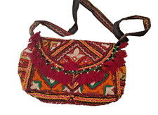 Tasche Umhängetasche Baumwolle Bunt Bestickt Handarbeit-Indien 30 x 18,5 cm