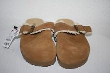 Bershka Damen Lederclogs mit Lammfellimitat und Schnalle Größe 40 Neu MwSt