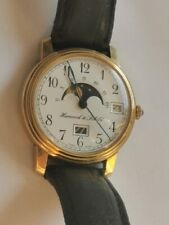 Harwood & Schild Moonphase 925 Sterling Gelbgold Automatik Armband Leder
