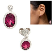 Ovale Ohrstecker pinkfarbene Turmaline Diamanten Brillanten 585 Weißgold