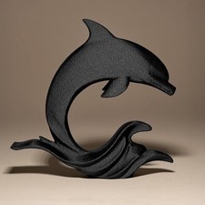 Dolphin Statue | Delfin Figur Skulptur | Moderne Maritime Deko | Dark Art