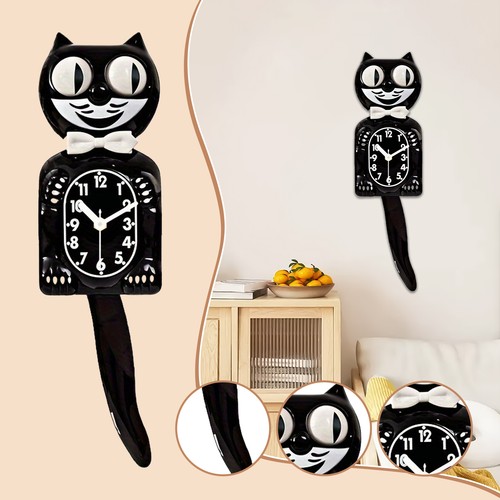 Vintage schwarze katzenuhr - schwarze,