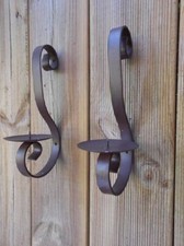 Stilvolle Wandkerzenhalter im 2er Set Eisen massiv, geschwungen. Inkl. Versandk.