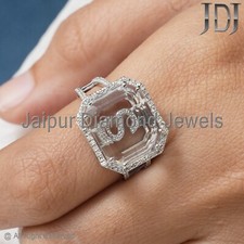 Solid 14k Weiss Gold Natürlicher Diamant Kristall Edelstein S Initialen Ring