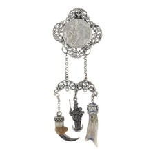 Charivari Schürzen Kette Silber mit Anhänger Second Hand, getragen