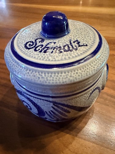Schmalzdose steinzeug blau - schmalzdose,