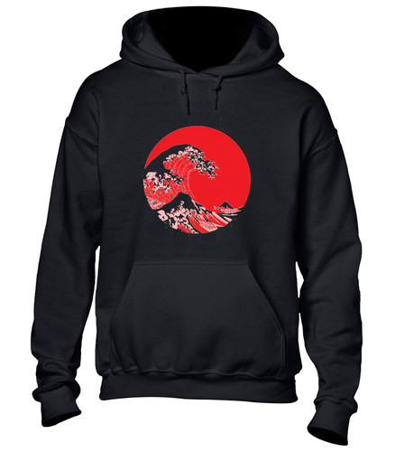 Japanese wave hoody - hoody, hoodie