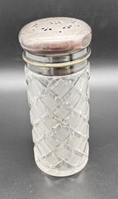 ♛ Antiker Kristall Glas Zucker Streuer mit silberfarbener Montierung  ♛