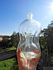 +ANTIK+ Flasche / Schnapsflasche / Kuttrolf / Bottle / seltene Größe um 1830 TOP