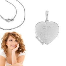 Herz Medaillon für 2 Bilder Foto Amulett Anhänger aus Echt Silber 925 mit Kette
