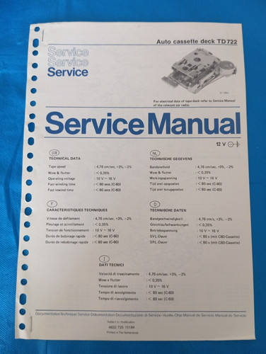 Philips td722 auto cassette - td722,
