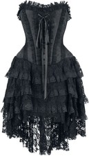 Gothicana by EMP Damen Schwarzes Gothic Kleid mit Korsage und Vokuhila Rock