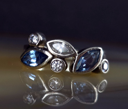 Ring silber 925 zirkonia - silber, blau
