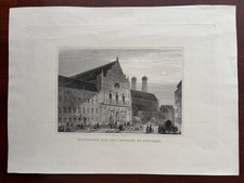Stahlstich „Hofkirche St Michael in München“-ca. 1845-Original von Johann Poppel