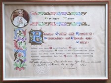 Urkunde, Original Ablassurkunde, Ablasszettel von Pabst PAUL VI. von 1967 Sakral